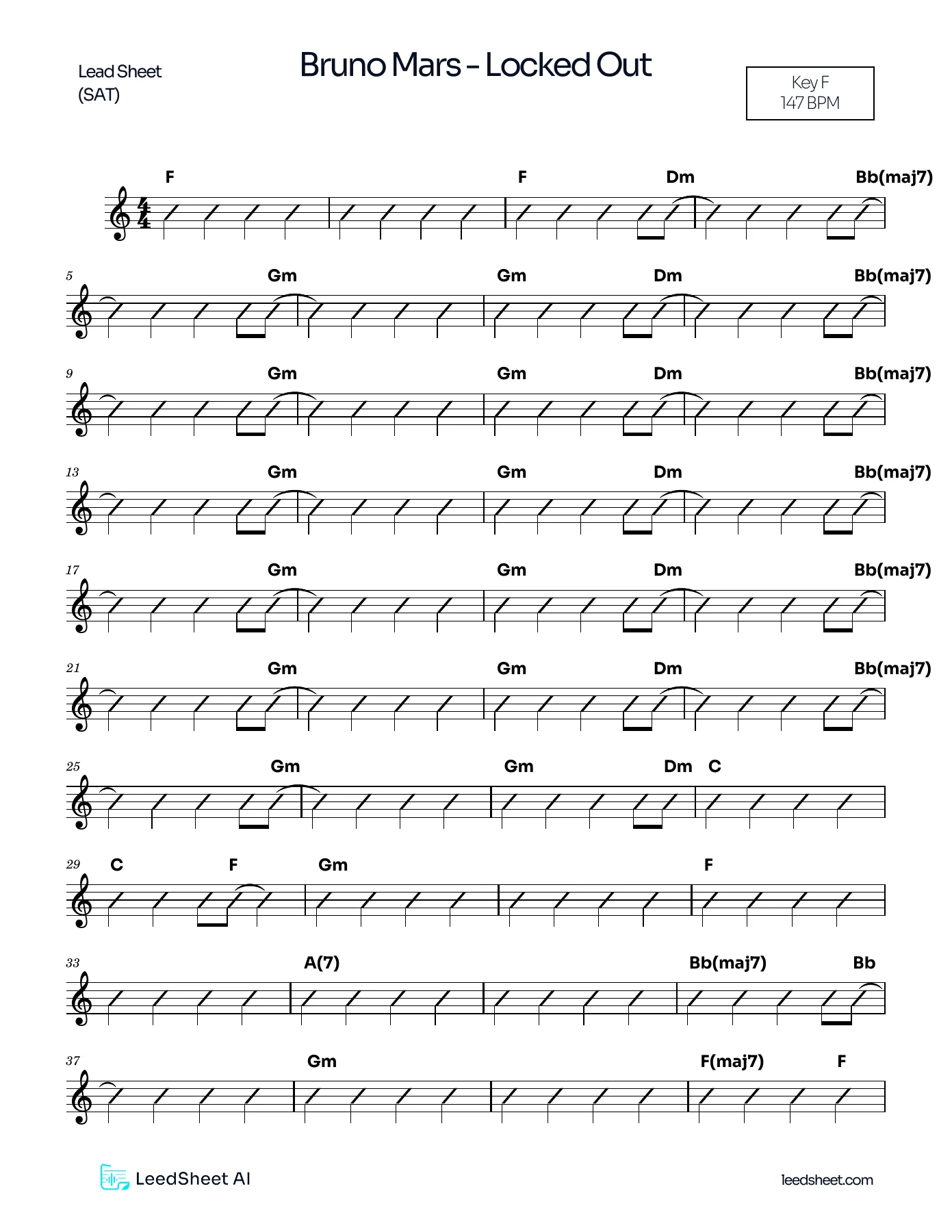 Complete Locked Out of Heaven chart
